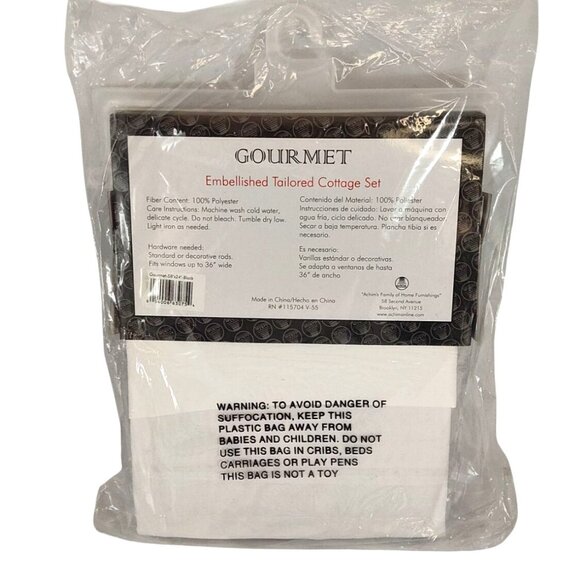 Gourmet Embellished Tailored Cottage Window Set 58" x 24" Polyester Curtain With - Picture 2 of 5